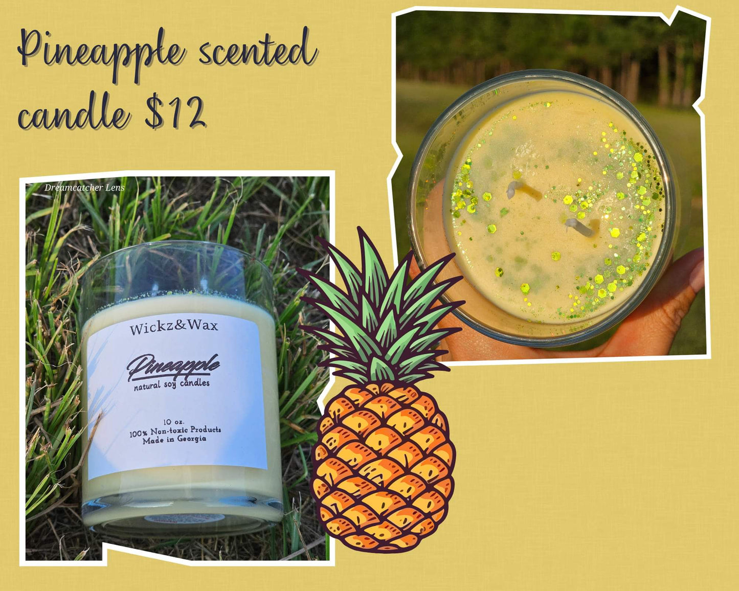 Pineapple scented 10 oz. Candle