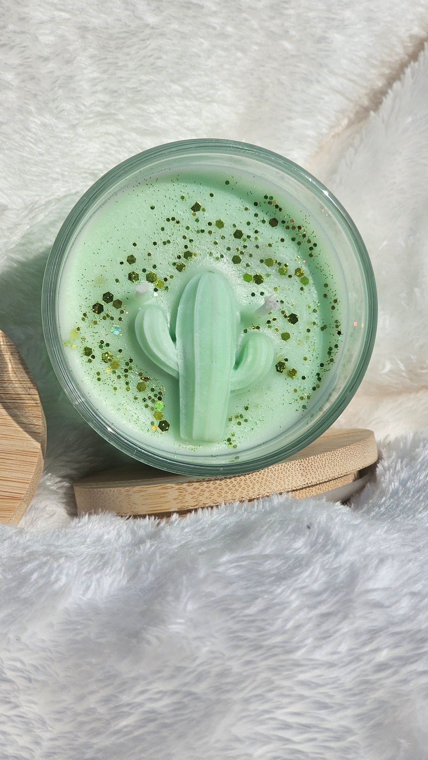 Aloe scented candle 10oz. w/wax melt top