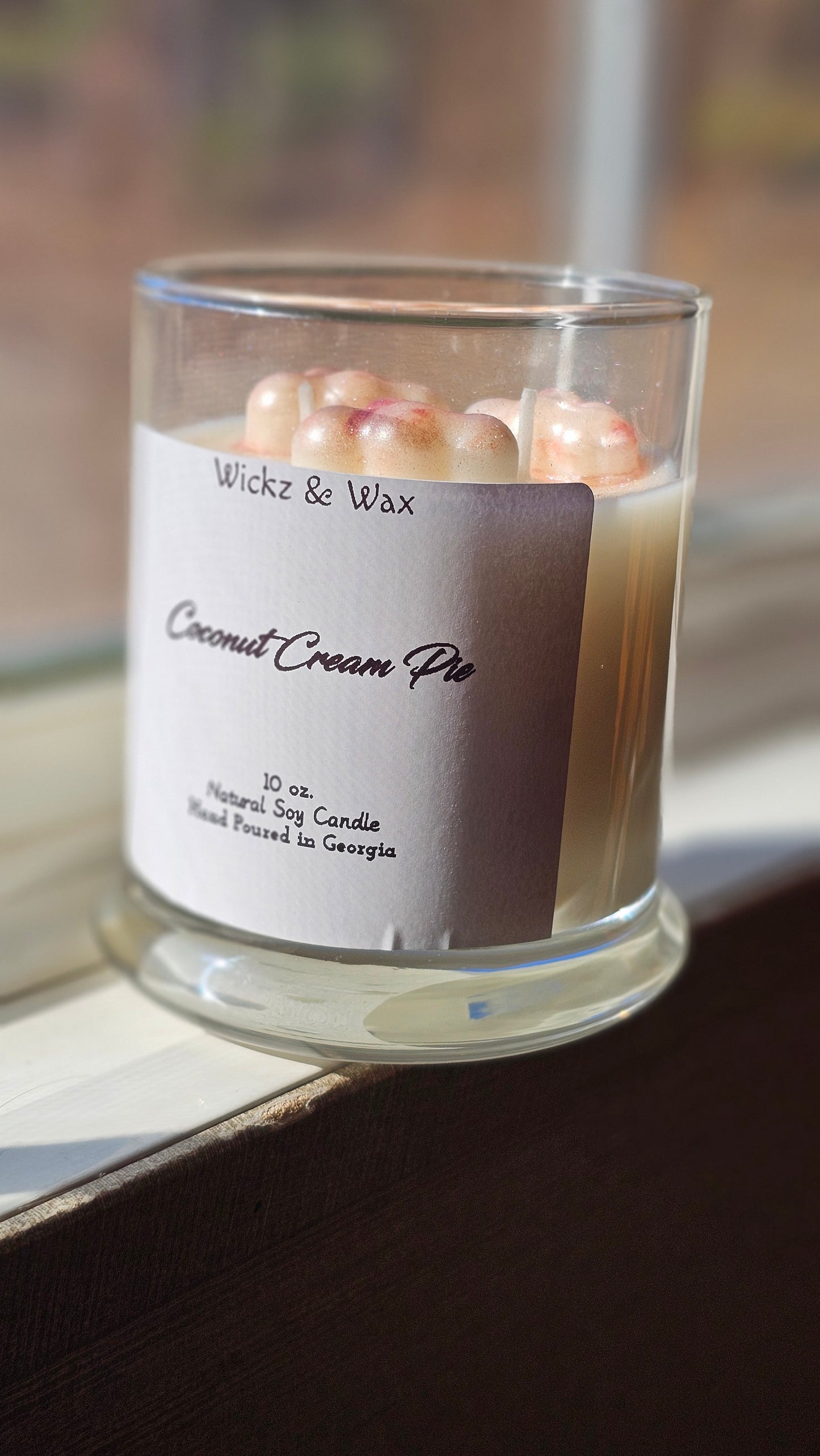 Coconut Cream Pie scented 10oz. Candle w/wax melt top